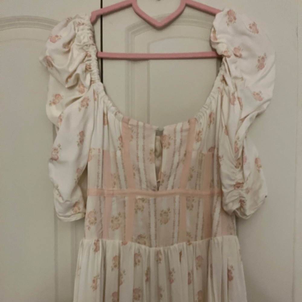 For love and lemons floral pink corset midi dress